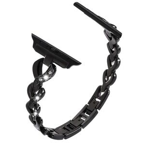 HAOLIRA Black Bling Chain Apple Watch Band Jewelry Style Womens 38-41mm